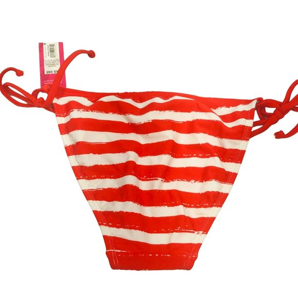 Xhilaration Women's Sz XS 00 Hipster String Bikini Swim Bottom Red White Striped - Picture 2 of 10